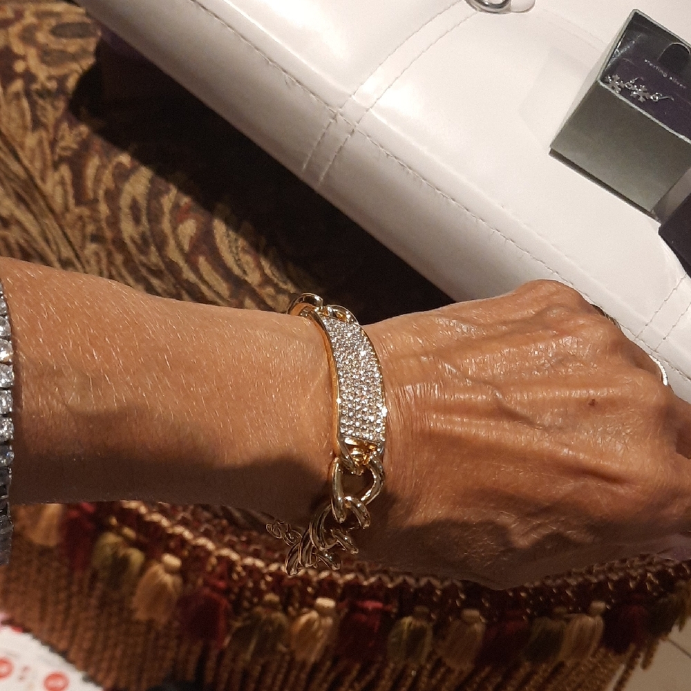 Elegant Gold BLINGED OUT Crystal Status ID Bracelet Gift Boxed